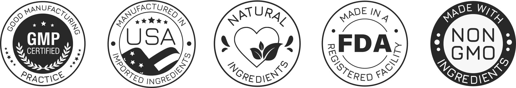 Illuderma Trust Badges: Made in USA, GMP Certified, FDA Registered, All Natural SEO